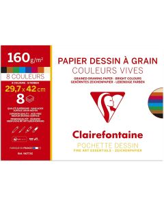 Pochette à dessin - 15 feuilles de papier blanc à grain - 96177C Clairefontaine