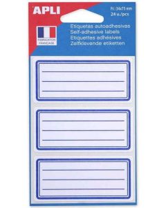 Étiquettes scolaires - 34 x 75 mm - Bleu APLI Lot de 24