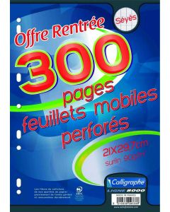 Lot de 300 pages - Feuilles mobiles Séyès - 210 x 297 mm CALLIGRAPHE Fournitures scolaires image