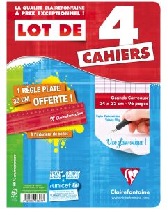 CLAIREFONTAINE Cahier 96 pages - Grands carreaux - 240 x 320 mm (Fournitures scolaires) image