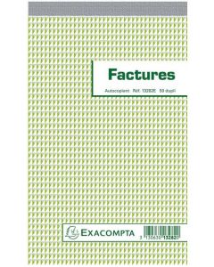 FACTURES : Carnet autocopiant Dupli - Collé en tête - 220 x 135 mm Exacompta modèle