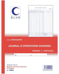 Journal de Trésorerie Carnet autocopiant Dupli 3105 ELVE