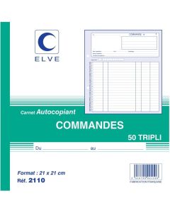 COMMANDE : Carnet autocopiant Tripli - 210 x 210 mm Elve 2110