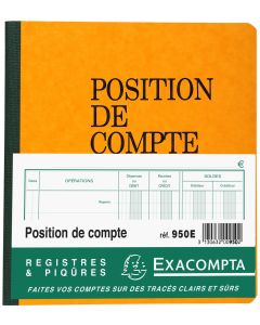 EXACOMTPA 950E : Position de compte - 210 x 190 mm Registre