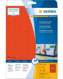 4244 HERMA  Étiquettes adhésives - Multi-usages - 25,4 x 10,0 mm. - Rouge