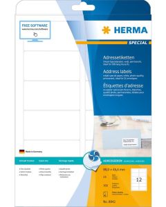 Étiquettes adhésives Jet d'Encre - 88,9 x 46,6 mm. - Blanc HERMA 8842