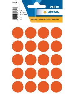 HERMA 1872 : Lot de 100 étiquettes adhésives rondes - 19,0 mm - Rouge