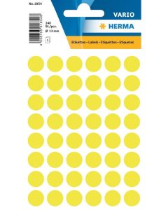 HERMA 1854 : Lot de 240 étiquettes adhésives rondes - 13 ,0 mm - Jaune fluo