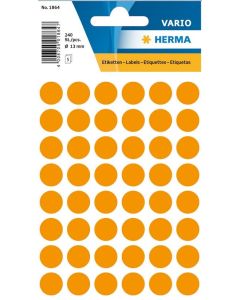 Etiquettes adhésives rondes - 13 mm Orange fluo HERMA