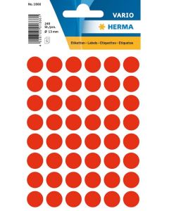 HERMA 1866 : Lot de 240 étiquettes adhésives rondes - 13 ,0 mm - Rouge fluo