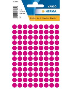 HERMA : Lot de 540 étiquettes adhésives rondes - 8,0  mm - Rose