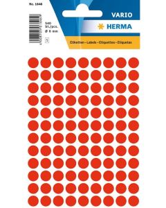 HERMA : Lot de 540 étiquettes adhésives rondes - 8,0  mm - Rouge fluo