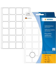 Etiquettes adhésives - 24 x 24 mm - Blanc : HERMA Lot de 768 Image