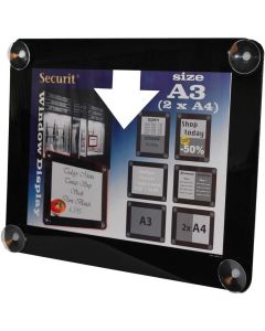 Porte Affiche à ventouses - A3 - 297 x 420 mm - Noir SECURIT (PFW-A3-BL)