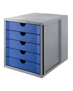 Photo Module de classement - 5 tiroirs fermés - Gris / Bleu : HAN KARMA