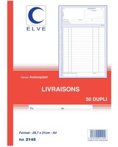LIVRAISON : Carnet autocopiant Dupli - 297 x 210 mm 2145 ELVE