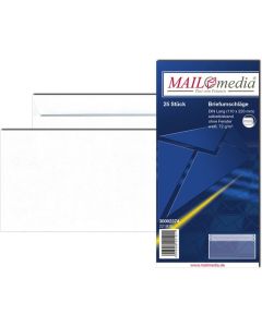 Photo Enveloppes autocollantes sans fenêtre - 110 x 220 mm - 72 g : MAIL MEDIA Paquet de 25 (22191/0)