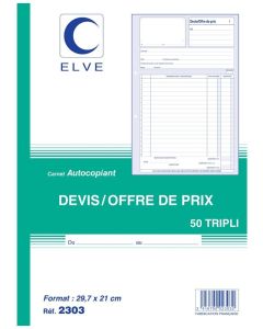 DEVIS / OFFRES DE PRIX : Manifolds autocopiants Tripli A4 2303 Elve