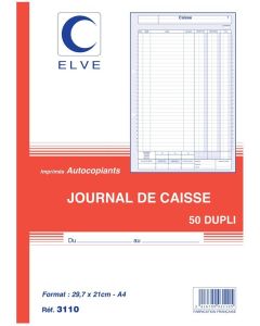 Journal de caisse  Manifold autocopiant  Dupli - 297 x 210 mm ELVE 3110