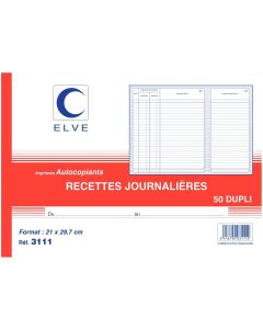 Recettes journalières : Carnet autocopiant 3111 Elve - 297 x 210 mm Manifold