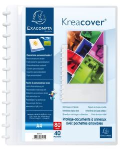 Photo Protège-Documents amovibles Personnalisable de 80 Vues - Blanc EXACOMPTA Kreacover