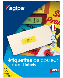 Photo Étiquettes adresses jaunes 105 x 37 mm AGIPA 119881