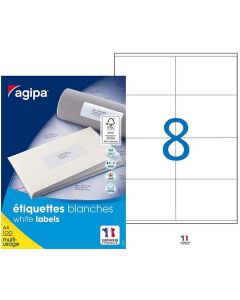 AGIPA : Étiquettes adhésives blanches multi-usages 105 x 70 mm - 119003