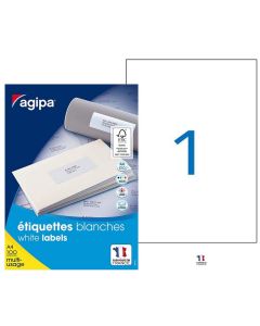 AGIPA : Étiquettes adhésives blanches multi-usages 210 x 297 mm - 119004