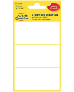 Photo Étiquettes autocollantes - 76 x 39 mm - Blanc AVERY 3081