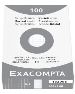 Photo Fiches Bristol quadrillées - 105 x 148 mm - Blanc EXACOMPTA Image