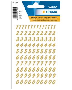 Photo HERMA 4151 : Etiquettes à chiffres autocollantes - Or / Transparent - 8 mm 