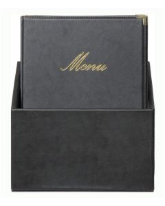 Photo Protège-menus dans une boîte de rangement  A4 cuir - Noir : CLASSIC image