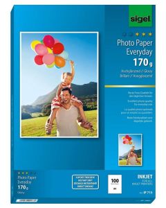 Photo SIGEL IP715 :  Papiers photos Brillant Everyday Plus - Format A4 - 170 g/m²