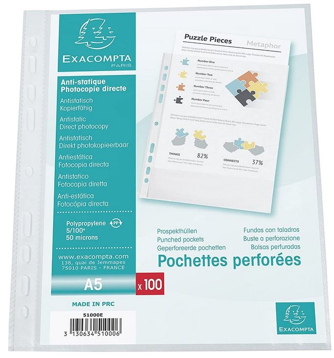 EXACOMPTA Pochette perforée, A4, PP, transparent - Achat/Vente