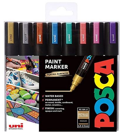 UNIBALL Pochette 8 marqueurs peinture à eau encre pigmentation