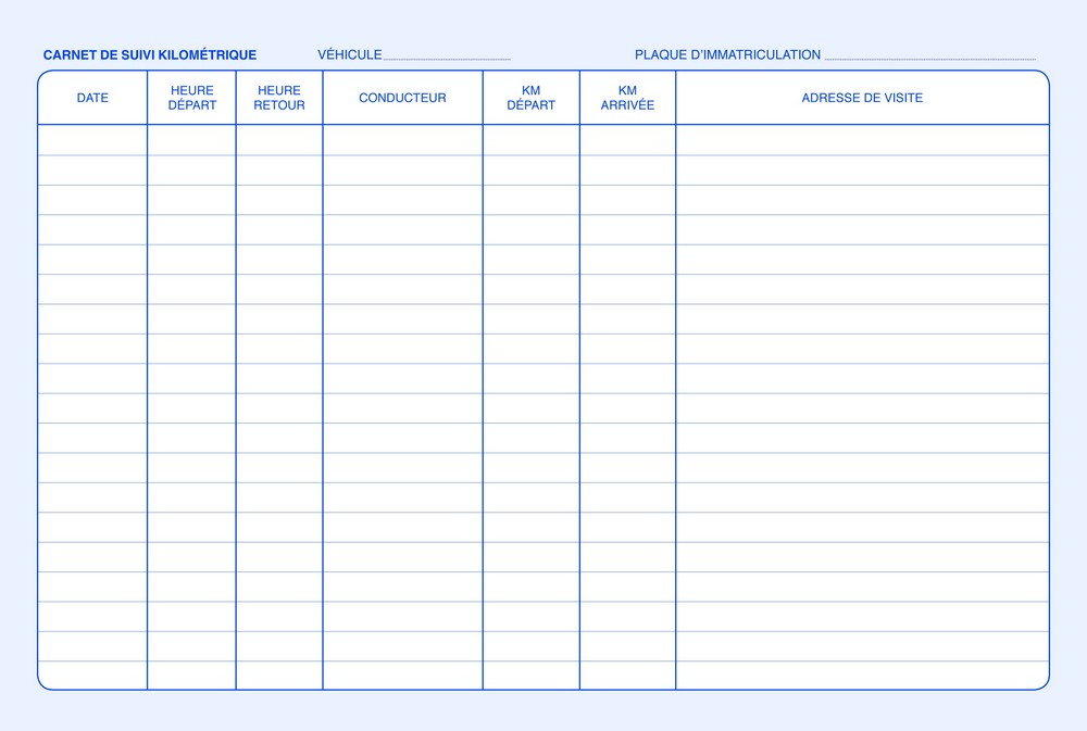 Carnet de Bord Véhicule Suivi Kilométrique A4 ELVE 2094bis