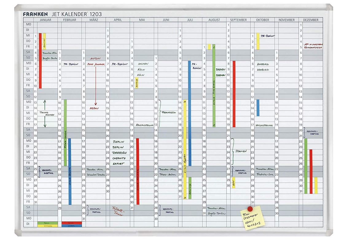 Tableau pour Planning annuel FRANKEN Jet Calendrier  ARC Registres