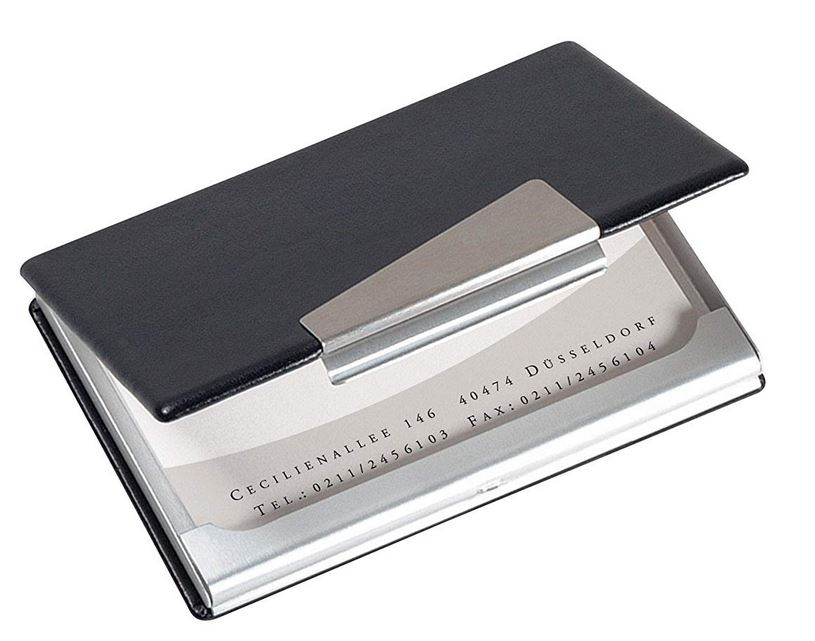 Boite pour cartes de Visite Look aluminium/cuir SIGEL VZ131 ARC
