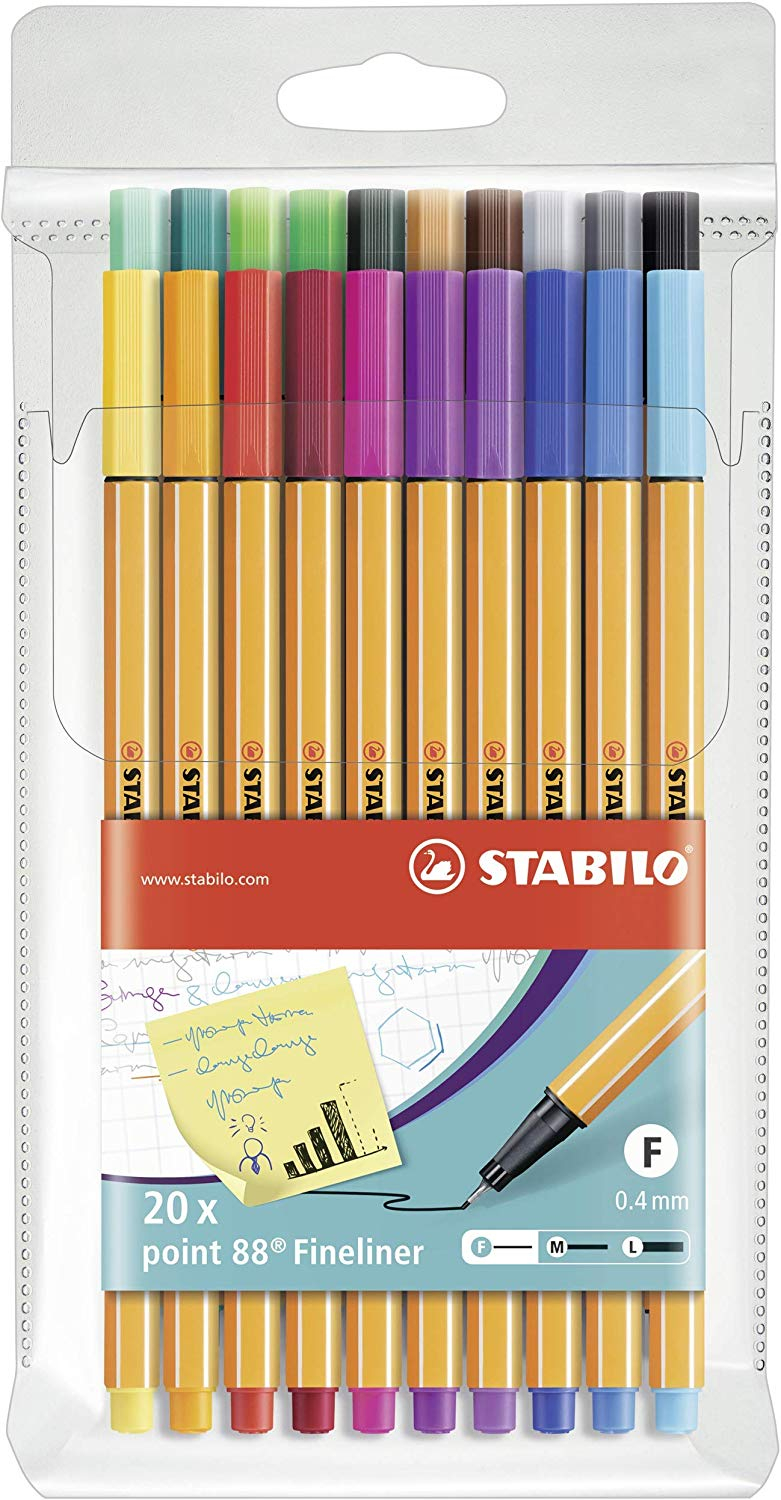 STABILO Fineliner point 88 Lot de 20 stylos-feutres-(Ecriture et dessin)