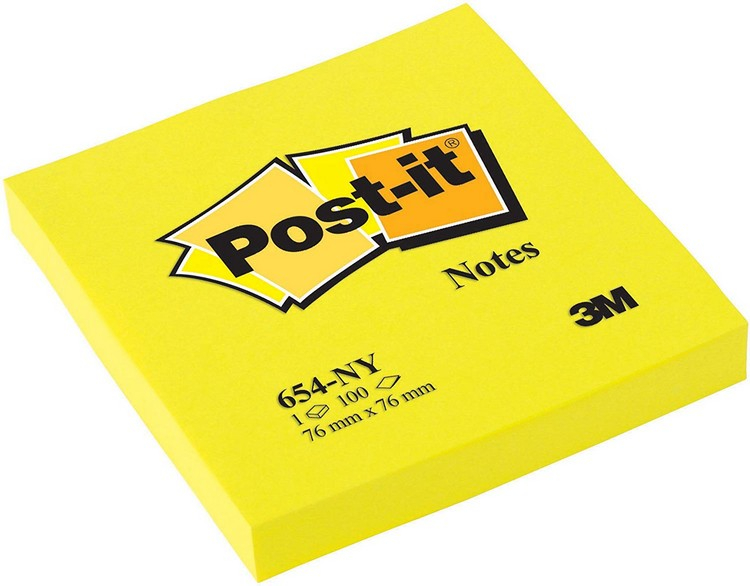 POSTIT Notes adhésives repositionnables Jaune néon 76 x 76 mm