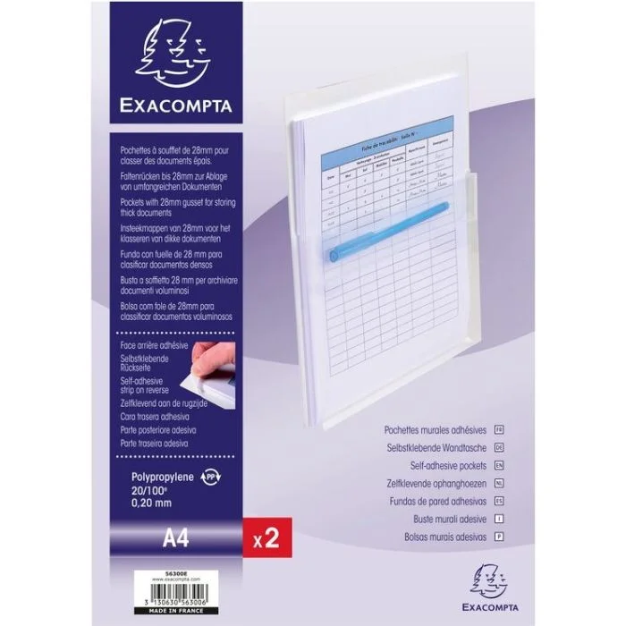 Lot de Pochettes adhésives à soufflet A4 EXACOMPTA ARC-Registres