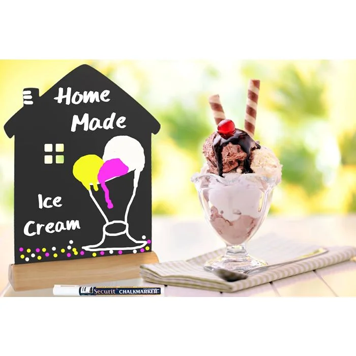 Woody Ardoise - Bois Finition Laqué - Feutre-craie Blanc + Kit De Montage Inclus 40x60cm Securit